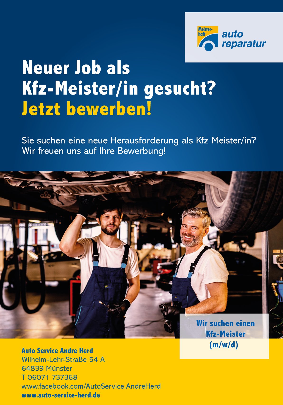 Kfz-Meister Stellenanzeige Kfz-Meister