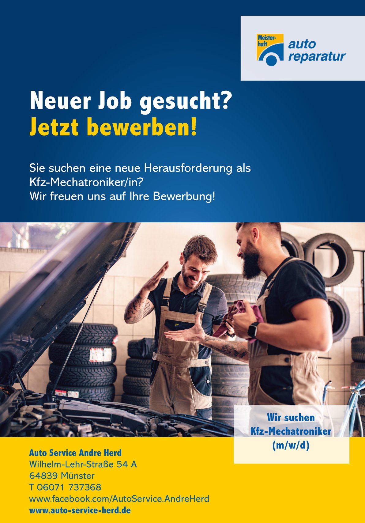 Kfz-Mechatroniker Stellenanzeige Kfz-Mechatroniker